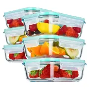 Glass Food Storage Containers with Airtight Snap Locking Lids BPA Free Meal Prep