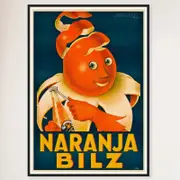 Galrie Naranja Bilz Orange Juice Vintage Poster by Achille Mauzan Retro Wall Art Décor, Black Frame, 70 x 100cm (28 x 40inch)