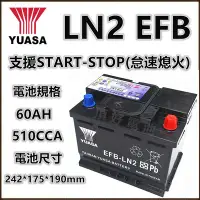 在飛比找Yahoo!奇摩拍賣優惠-頂好電池-台中 台灣湯淺 YUASA LN2 EFB 60A