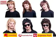 Mullet Wig Blond Black&Brown 70s 80s Aussie Bogan Rock Party Dress Up 12 variaty