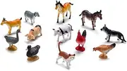 Plastic Farm Animals Toys Statues, Mini Realistic Simulation Plastic Learning Educational Playset Party Favors Bath Toys Toppers 12 Animal Statues Horse, Dog, Pig, Cow, Chicken, Duck, Goose Toy
