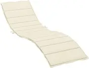 'vidaXL Oxford Fabric Sun Lounger Cushion, Cream Coloured, Water-Resistant Material with Non-Slip Design – Suitable for Outdoor and Indoor Use
