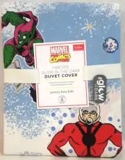 NWT POTTERY BARN KIDS MARVEL HEROES GITD TWIN 100% ORGANIC COTTON DUVET COVER