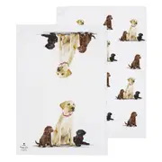 2pc Ashdene Puppy Love Labrador Kitchen Tea Towel Dish Cloth 50x70cm White