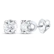 14k White Gold Round Diamond Excellent Solitaire Earrings 1/2 Cttw (Certified)