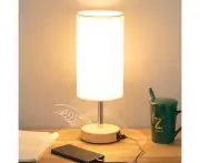 Bedside Lamp with USB Port - Touch Control Table Lamp for Bedroom Wood 3 Way Dimmable (LED Bulb Included)