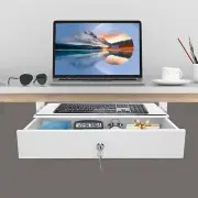 Under Desk Mounted Sliding Pull-out Storage Drawer With Computer Pad White USA