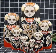 Stacking Nested Set Cute Princess Nesting Dolls and Girl Pattern Stacking Doll Handmade Wooden Toys for Birthday Room Decor Handmade Nesting Dolls