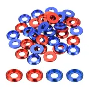 M6 Cone Cup Countersunk Washers, Aluminum for Screw RC,40PCS(Red/Blue)