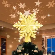 Christmas Tree Topper, Snowflake Tree Topper Lighted with LED Snowflake Gold