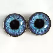 30mm Purple and Blue Clockface Sew On Glass Eyes Buttons Loop Stuffed Animal Set