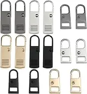 VGOL 16Pcs Zipper Pulls Replacement from Metal Zinc Alloy Universal Zipper Pull Repair Kit for Clothing Jacket Jeans Pants Backpack Handbags