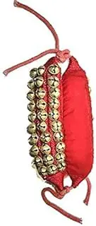 TreegoArt Brass Ghungroo Red Pad 3 Line Kathak Bharatnatayam Indian traditional Dance Anklets - Pack Of (1 Pair)