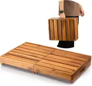 25In One Foldable Step Stool for Elderly - Acacia Wood High Riser Step Stool for