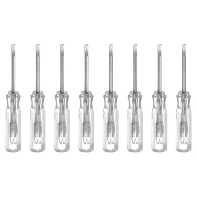8Pcs SL1.5 Mini Slotted Screwdriver 1.5mm Magnetic Flat Head 45mm(L),Transparent