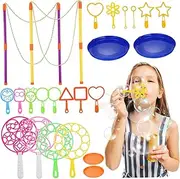 Toyvian 1 Set Bubble Maker Wands with Bubble Tray for Outdoor Games Parties and Family Gatherings Variety of Shapes Rich Colors