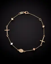 14K Italian Gold Tri-Tone Religious Bracelet