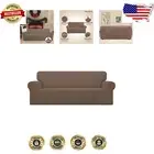 Elegant Brown Jacquard Sofa Cover - Soft & Durable Protector with Elastic Fit
