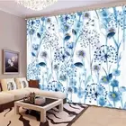 Great Blue Dreamy Irises 3D Blockout Photo Print Curtain Fabric Curtains Window