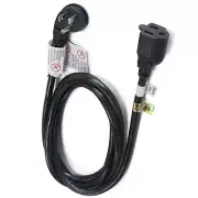 10ft 1875W Flat Plug Extension Cord 14 AWG Black 15A