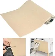Roczential Self Adhesive Trimmable Cat Scratch Mat Large Cat Scratch Pad Couch Protector Furniture Cat Scratching Post for Cat Shelves Cat Tree Replacement Climbing Wall Carpet 78.7"x15.7" (Khaki)