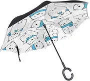 Double Layer Inverted Umbrella Cars Reverse Umbrella Polar Bear Windproof UV Proof Travel Outdoor Umbrella