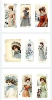 Winter Ladies Tags Junk Journals Scrapbook Embellishments USA