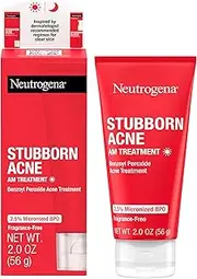 Neutrogena Stubborn Acne Am Face Treatment With Micronized Benzoyl Peroxide Acne Medicine, Oil-free Daily Facial Treatment To Reduce Size & Redness Of Breakouts, Paraben-free, Ounce