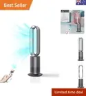 ANGELO Electric Bladeless Heat Cool Floor Fan Timer Remote Touch Control Osci...