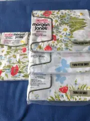 Morgan Jones NOS Bonnie Bouquet twin sheet set vintage fitted 2flat 2pillow case