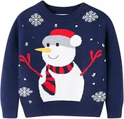 [WUANDIXFA] Toddler Baby Boy Girl Knit Sweater Christmas Cartoon Print Pullover Newborn Infant Clothes Warm Sweaters