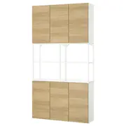 ENHET storage combination, white/oak effect, 120x32x225 cm