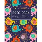 2020-2024 FIVE YEAR PLANNER: COLORFUL ELEPHANT, 60 MONTHS CALENDAR, 5 YEAR MONTHLY APPOINTMENT NOTEBOOK, AGENDA SCHEDULE ORGANIZER LOGBOOK WITH HOL