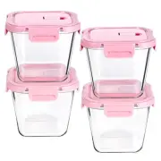 4 Pack Glass Meal Prep Containers 4 Cup Soup Storage with Lids Salad Fruit Food