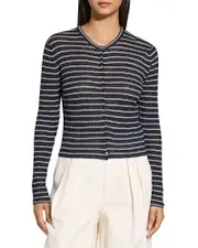 Theory Cropped Cardigan in Linen-Blend