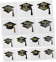 Homoyoyo 24pcs 2025 Fun Graduation Stickers Class of Bachelor Hat Designs for Present Boxes Clothing Memo Pads Planners Versatile Graduation Party Decorations