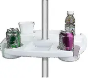 17" Large Outdoor Beach Umbrella Table Tray With 4 Cup Holders, 4 Snack Compartments