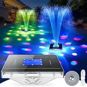 DeeprBling Solar Fountain Pool with Light Show, Solar Water Fountain Pond with 9 Light Modes by Button Control, Floating Pool Fountain with Anchor, Floating Fountain for Outdoor Pool Pond