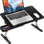 [BESIGN] LT05 Adjustable Laptop Table, Lap Desk, Portable Standing Bed Desk, Foldable Sofa Breakfast Tray, Notebook Computer Stand for Reading and Writing, Medium Size, Black
