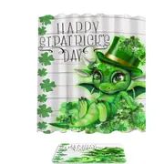 Green Clover St Patricks Day Lil Dragon Shower Curtain