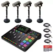 Rode RODECaster Pro II Integrated Audio Production Console with 4x Rode PodMic