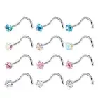 3X Punk Zircon Nose Stud Surgical Steel Nose Ring Lip Ring Body Piercing Jewe <