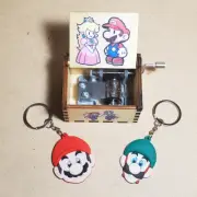 Mario music box + Keychains Super Mario Bros Nintendo gift game room NES