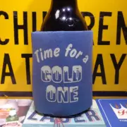 JUNK FOOD BRAND - TIME FOR A COLD ONE "Novelty Koozie x1" NOS - New Old Stock
