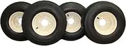 Antego Tire & Wheel 18x8.50-8 Golf Cart Tires on 8x7 Golf Cart Wheels (Rims) Beige Assemblies for Golf Carts (Set of 4) - Compatible with all standard golf carts such as: EZGO, YAMAHA, and Club Car