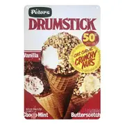 2x Drumstick Peters Butterscotch Choc Nuts Tin Metal Sign Rustic Look Vintage