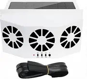 Solar Window Exhaust Fan for Home Kitchen RV, Waterproof Solar Powered Fan with Battery Backup, Ultra-Quiet Fan for Car Garage with No Wiring Needed (White)