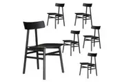 Claire Dining Chair Set of 6 Solid Oak Wood Timber Seat Furniture - Black