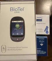 BioTel Care Connected Blood Glucose Monitoring System Kit New W/Lancets & Strips