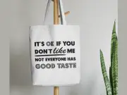 Sarcastic Handmade White Cotton Tote Bag Lightweight Reusable Grocery Bag